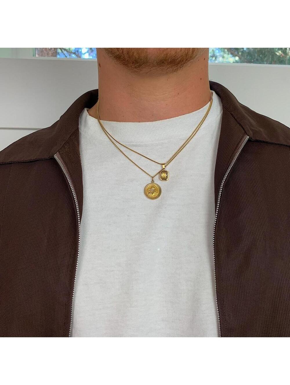 Gold Rope Chain Bronze jewel opal pendant necklace. Gold Plated Stainless - Picture 4 of 8